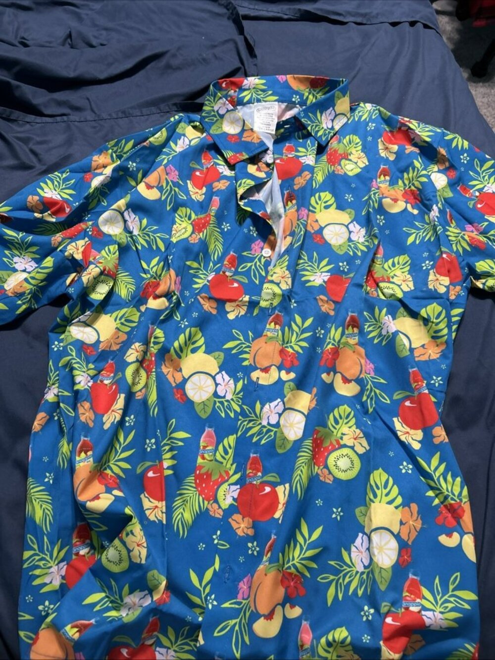 Shirt Hawaiian Snapple Short Sleeve Tropical Men's Button 2XL Fruit Special